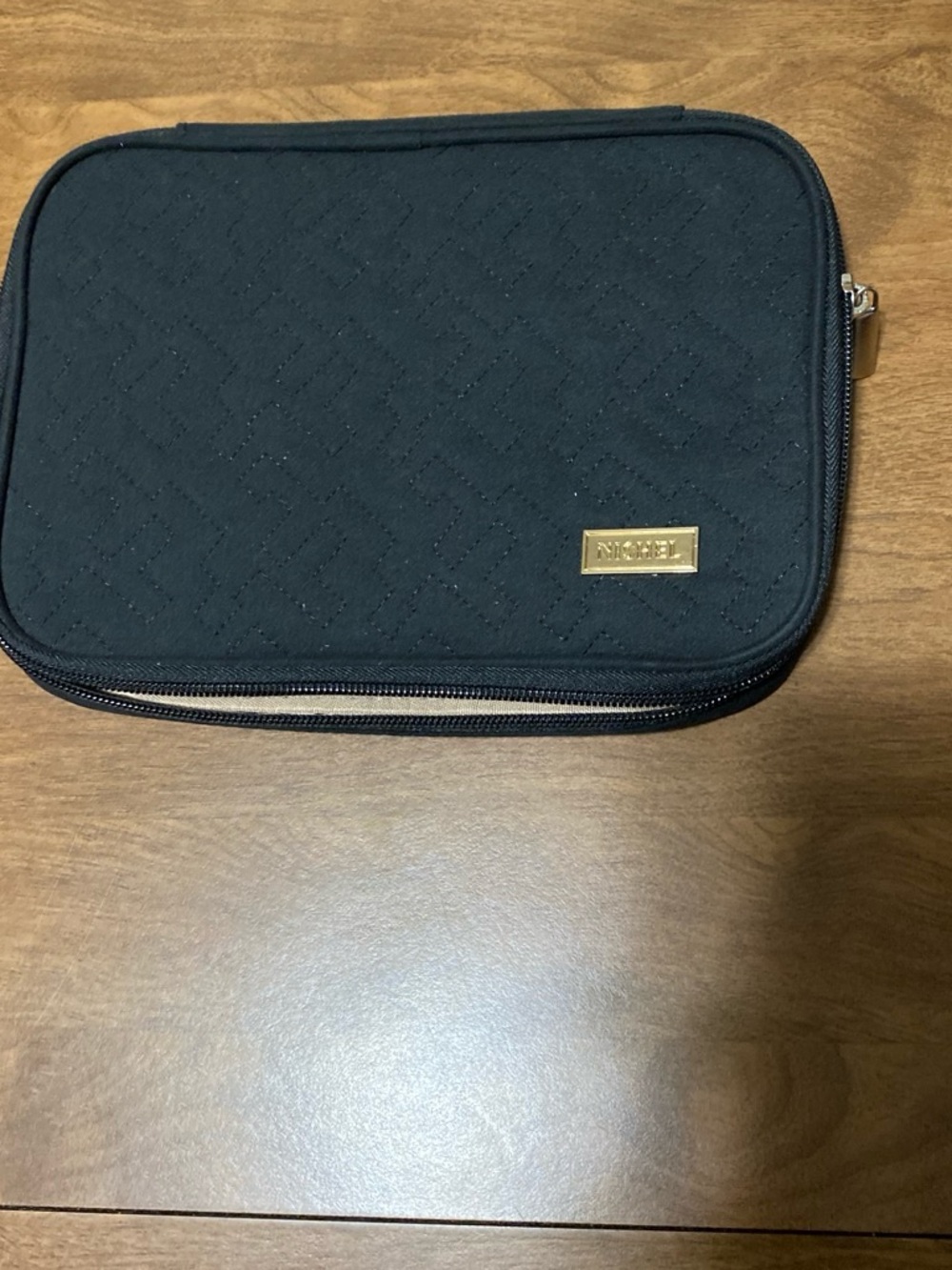 Black Quilted Travel Organizer Pouch for Men